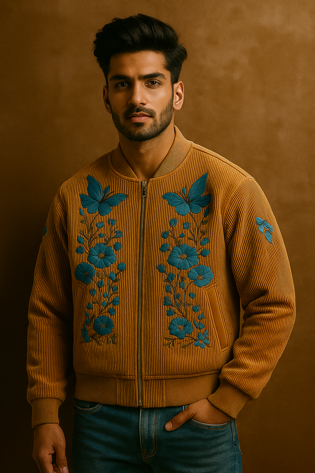 Butterfly Floral Corduroy Jacket