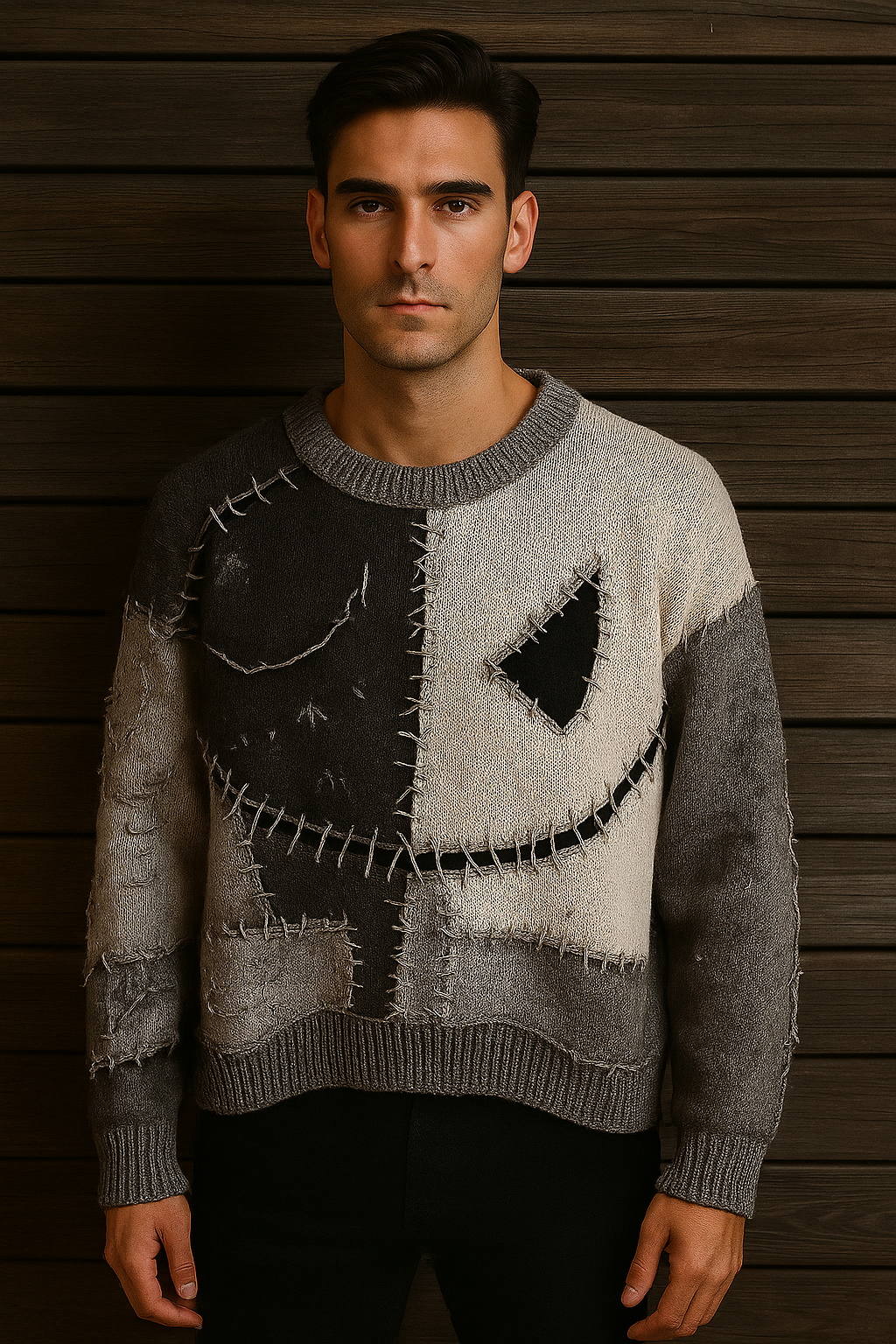 Stitched Chaos Patch Sweater