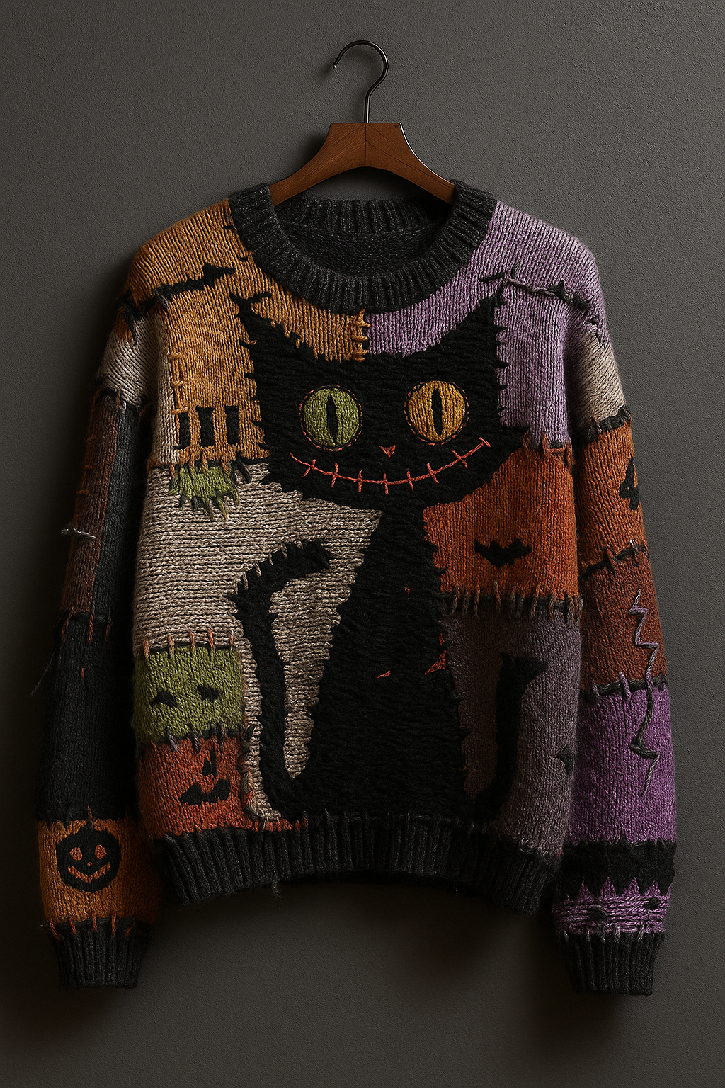 Patch Cat Halloween Sweater
