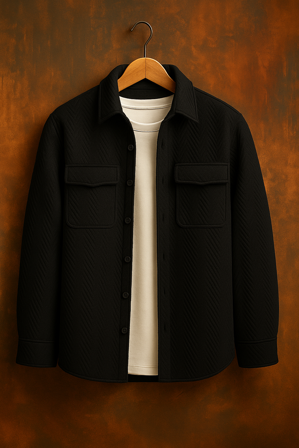 Classic Minimal Black Shirt Jacket