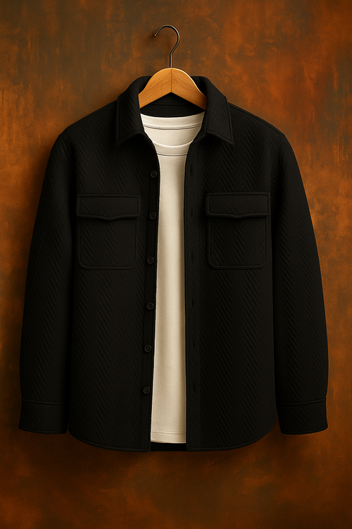 Classic Minimal Black Shirt Jacket