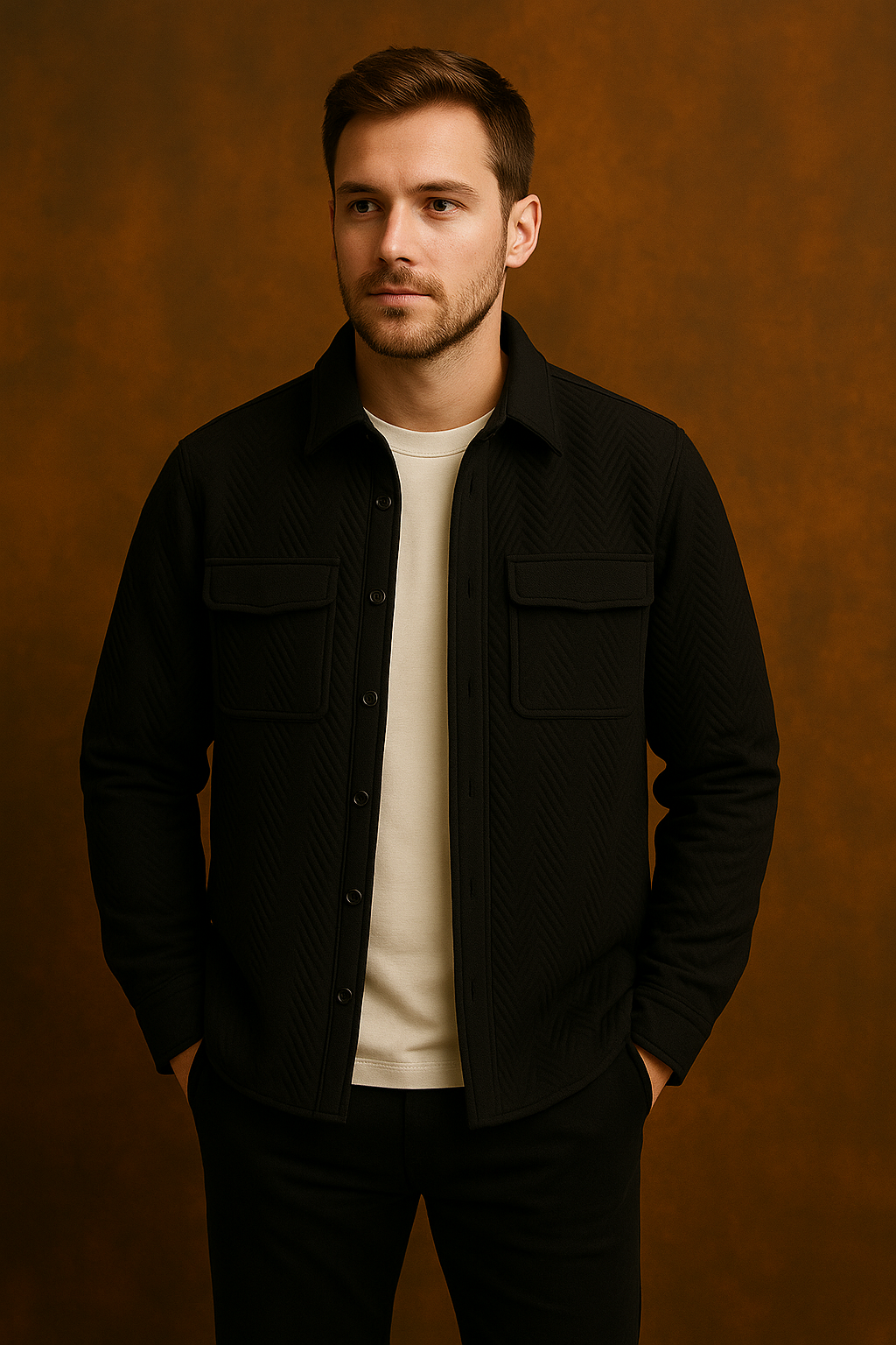 Classic Minimal Black Shirt Jacket