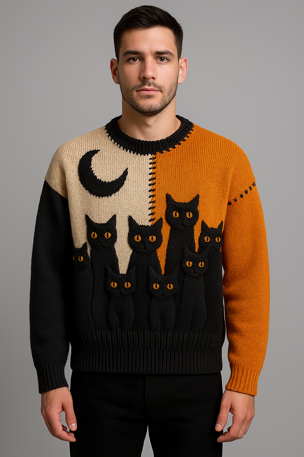 Midnight Cats Premium Knit Sweater