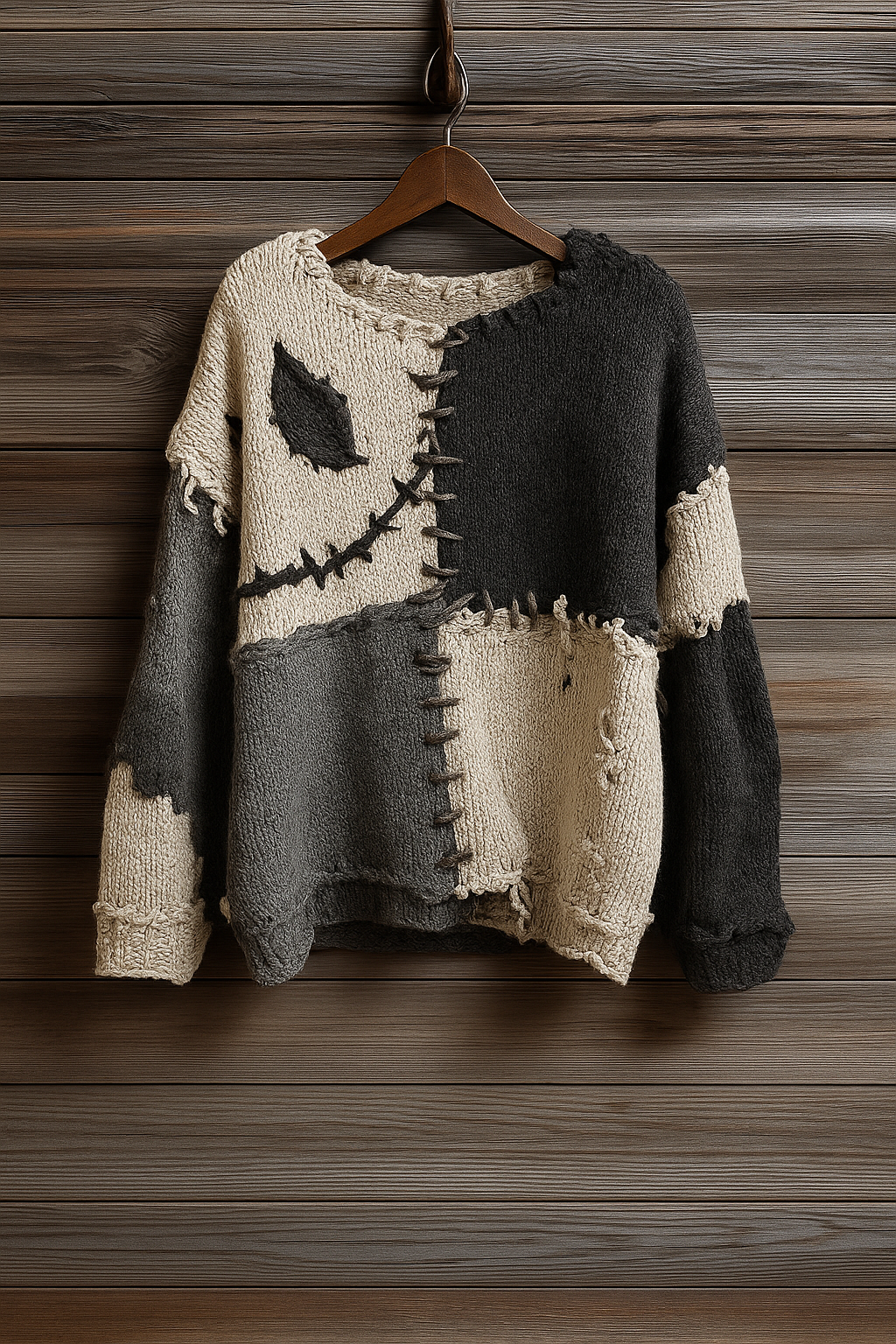 Patchwork Creepy Face Sweater