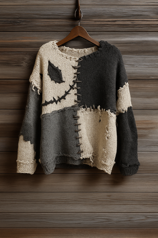 Patchwork Creepy Face Sweater