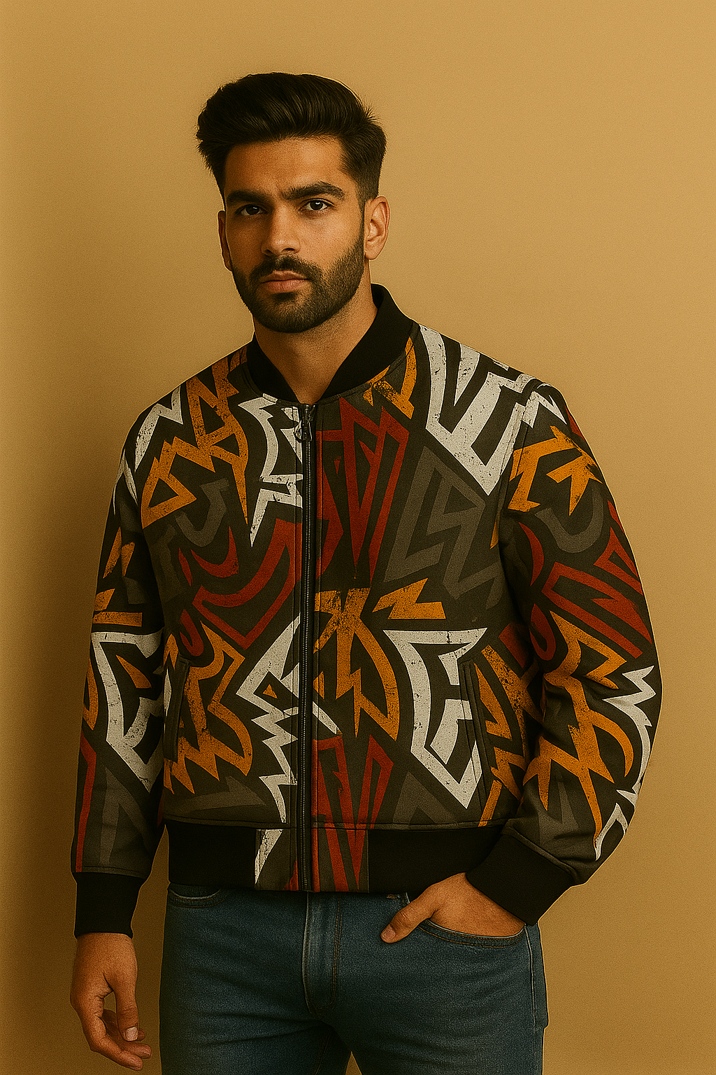 Abstract Thunder Bomber Jacket