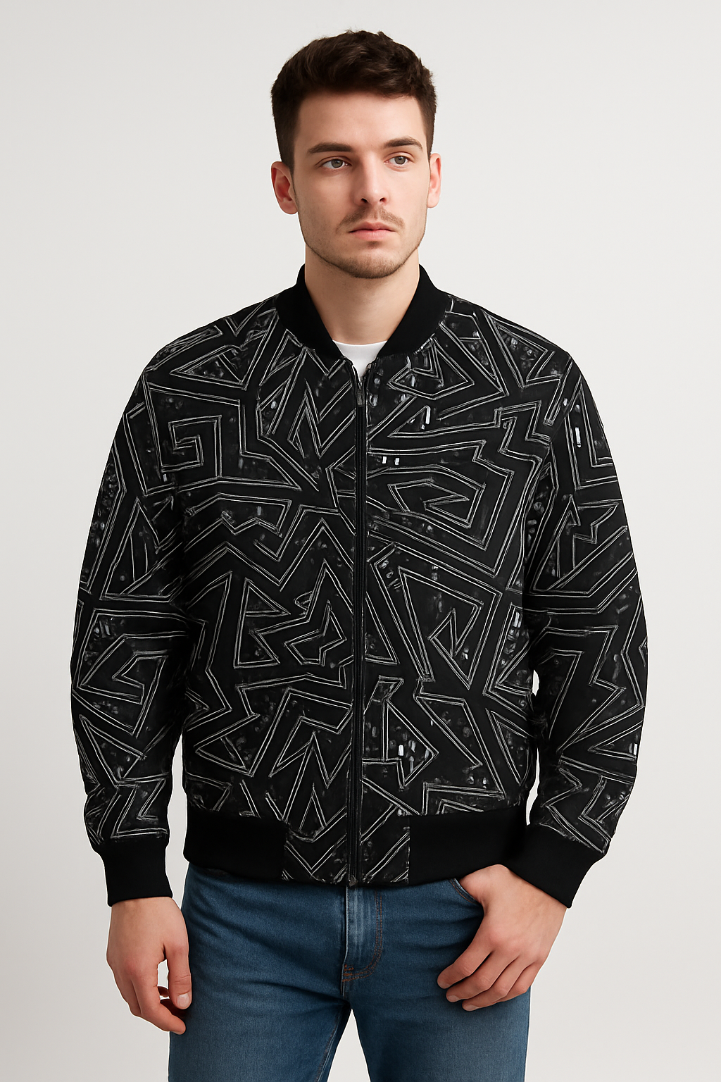 Monochrome Maze Tech Jacket