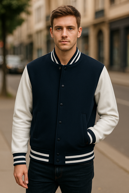 Navy & White Varsity Jacket